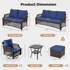 HOMREST 7 Piece Patio Furniture Set, Wicker Outdoor Conversation Sofa Set - Image 5