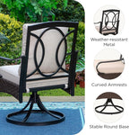 PHI VILLA Patio Swivel Chairs Set of 2, Heavy Duty Outdoor Metal Wicker Dining - Image 6