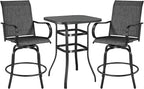 Yaheetech 3 Pieces Outdoor Swivel Bar Set, Patio Swivel Bar Stools Set by Yaheetech