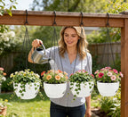 Set of 2-8 Inch Self Watering Hanging Planters - Image 3