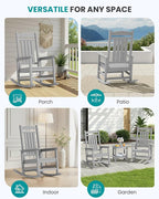 SERWALL HDPE Outdoor Rocking Chair Set of 2, Oversized Patio Rocking Chairs - Image 9
