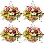 4 Pack 14 Inch Hanging Baskets for Plants Outdoor Metal Hanging Planter Hanging by Qusuxi