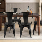 FDW | Metal Dining Chairs | Set of 4 | Black | Stackable Tolix Side Chairs - Image 2