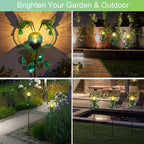 Solar Lights Outdoor Metal Garden Stake Waterproof Crackle Glass Globe Garden - Image 8