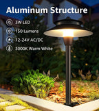 SUNVIE 3W Low Voltage Pathway Lights Wired Landscape Path Lights Outdoor Low - Image 2