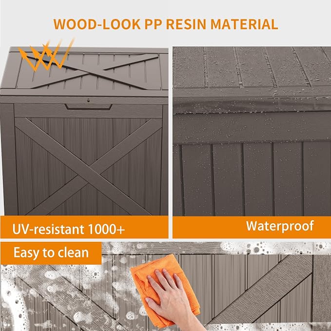 31 Gallon Outdoor Storage Box, Large Resin Deck Box - Image 5