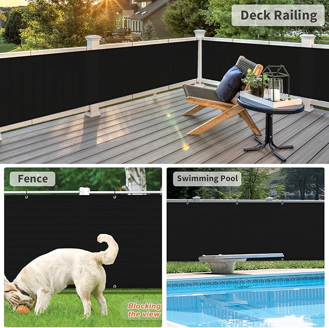 LOVE STORY 3'x12' Black Balcony Screen Privacy Fence Cover UV Protection - Image 4