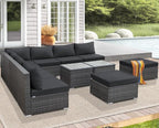 NICESOUL 11 Piece Extra Large Outdoor Furniture Sofa Set, Deep Wide PE Wicker - Image 3