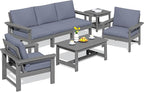 SERWALL HDPE Patio Furniture Set, 7-piece Outdoor Sectional Sofa Set, All by SERWALL