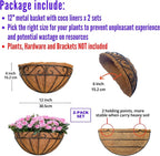 LaLaGreen Wall Hanging Planter, 2 Pack, 12 Inch Wall Mounted Flower Basket - Image 2