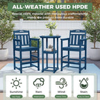 Outdoor Bistro Bar Set, Patio High Top Table and Bar Height Tall Adirondack - Image 3