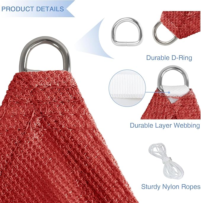 E&K Sunrise 21' x 21' x 21' Sun Shade Sail Triangle Canopy Shade Cover UV Block - Image 4