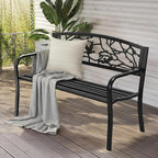 VINGLI Outdoor Bench for Patio Metal Garden Bench w/PVC Back Pattern - Image 9