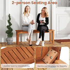 Tangkula Outdoor Wood Bench, 2-Person Backless Patio Garden Bench - Image 7