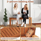 Tangkula Outdoor Wood Bench, 2-Person Backless Patio Garden Bench - Image 7