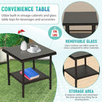 FDW Patio Bistro Conversation Set Wicker Furniture 2 Rattan Chairs Cushions and - Image 5
