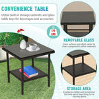 FDW 3 Piece Outdoor Furniture Set Patio Brown Wicker Chairs Furniture Bistro - Image 5