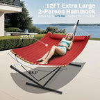 SUPERJARE Hammock with Stand, 2 Person Heavy Duty Hammock with Padded Cotton - Image 2