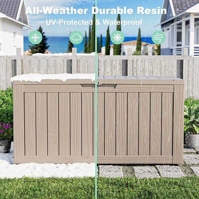DRATO 75 Gallon Deck Box, Waterproof Resin Large Outdoor Storgae Box - Image 5
