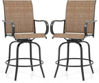 Giantex Set of 2 Swivel Outdoor Bar Stools, All-Weather Bar Height Patio Chairs by Giantex