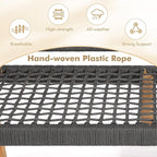Tangkula Outdoor Acacia Wood Bench, All-Weather Rope Woven Garden Bench - Image 7