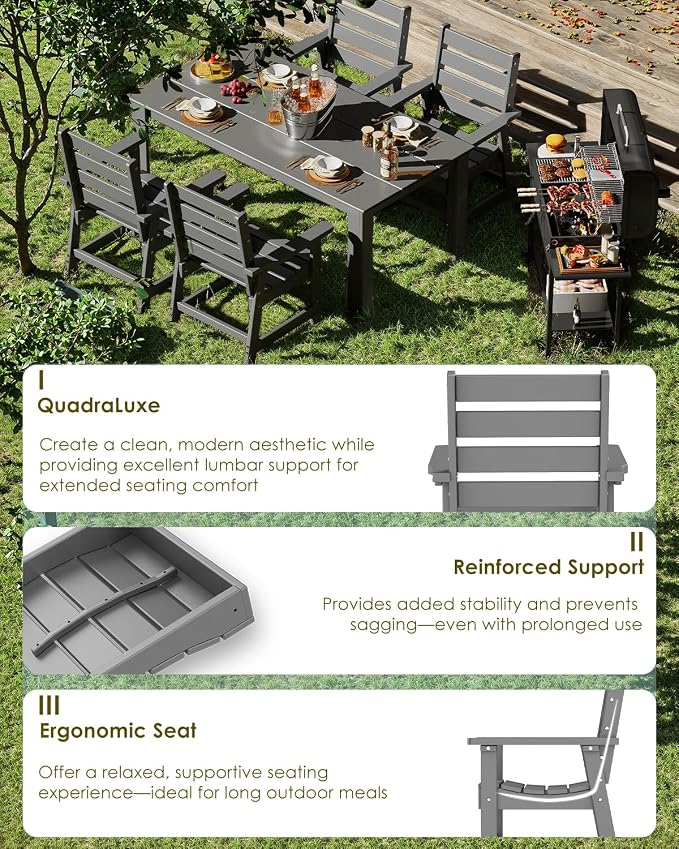 GREENVINES Outdoor Dining Chairs Set of 2 | HDPE | Patio Chair | All-Weather | - Image 5