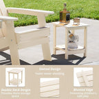 LUE BONA Adirondack Outdoor Side Table, 2-Tier Sand HDPS Patio End Table - Image 5