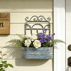 Rustic Metal Wall Planter Vintage Wall Mounted Flower Pot Distressed Wall - Image 9