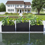 Galvanized Steel Planter Black Metal Outdoor Planter Powder Coated 32" x 12" x - Image 3