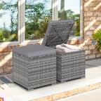Tangkula 2 Pieces Patio Ottomans, Patiojoy Hand-Woven PE Rattan Side Table - Image 2