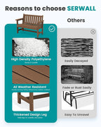 SERWALL Outdoor Bench, HDPE Outdoor Benches Weatherproof, 2-Person Garden Bench - Image 8