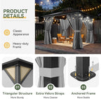 Aoxun 10'x10' Hardtop Gazebo, Outdoor Polycarbonate Double Top Canopy, Aluminum - Image 6