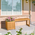 VINGLI Outdoor Wood Bench with Planter Boxes, 2-in-1 All-Weather Porch Bench - Image 8