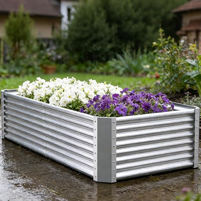 Galvanized Raised Garden Bed Kit Outdoor Patio, Deep Root Box Planter - Image 7