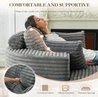 Oversized Round Chaise Longue Chair Indoor, Modern 55-inch Upholstered Corduroy - Image 4