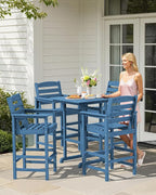 SERWALL 5-Piece Adirondack Bar Chair Set, HDPE Adirondack Barstools - Image 7