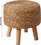 YMYNY Foot Stool Natural Seagrass Hand Weave, 12.6" Small Ottoman, Round - Image 3