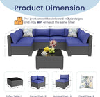 8 Piece Outdoor Patio Furniture Set, Outdoor Sectional Furniture, Rattan & - Image 7