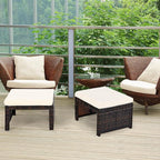 Tangkula 2 Pieces Patio Rattan Ottomans, All Weather Outdoor Footstool Footrest - Image 4