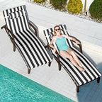 Chaise Lounge Chairs Outdoor Set of 2, Comfy Outside Wicker Patio Pool Lounge by ZZWHOM