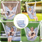 Backyard Expressions Striped Hammock Chair Hanging Rope Swing Chair, Anti Slip - Image 3