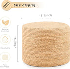 Handwoven Water Hyacinth Ottoman Pouf, Round Outdoor Footstool - Image 3