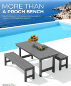 SERWALL 47 Inches Outdoor Bench, All Weather HDPE Backless Bench - Image 5