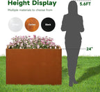 Corten Steel Metallic Heavy Planter 36" x 15" x 24" - Image 2