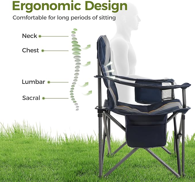 ALPHA CAMP Heavy Duty Camping Chair 500LBS Capacity, Oversized Folding Chair - Image 5
