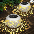 Solar Lanterns Outdoor Waterproof: 2 Pack White Hollow Out Metal Solar Lights by NFEVER