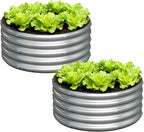 2x2x1ft Galvanized Round Raised Garden Bed, Outdoor Planter Box Metal Patio Kit by Foxlang