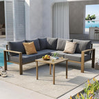 UDPATIO 6 Piece Patio Furniture Set, Faux Wood Metal Outdoor Sectional Sofa - Image 9