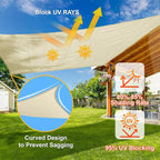 SUNLAX Sun Shade Sail 8' x 18' Butter Cream Rectangle Canopy Sail Shade Cover - Image 4
