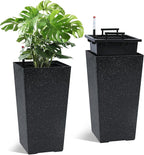 GarveeLife 22.5" Tall Planters Set of 2, Outdoor&Indoor Black Planter Pots by GarveeLife